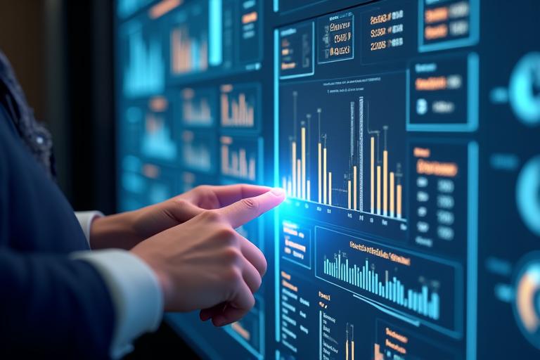 A sleek dashboard displaying real-time event analytics and attendee data.